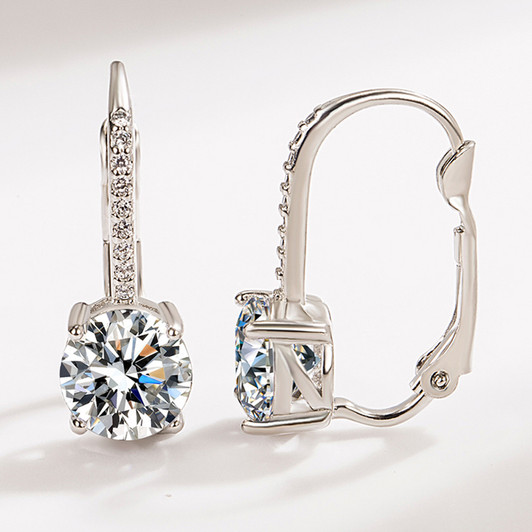 Zircon Flower Earrings for Women – Silver Tone – Style B product image