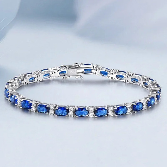Rhea Sapphire Classic Bracelet for Women – Silver Tone