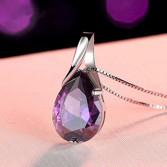 BUYEE Amethyst Pendant Necklace – Sterling Silver 45cm image 1