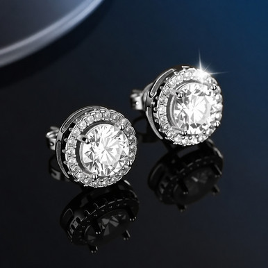 AITERNITY 1ct Moissanite Stud Earrings – Sterling Silver Pair with Box image 1