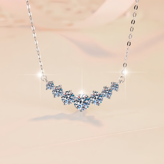 Graduated Zircon Cluster Necklace – Sterling Silver (1)