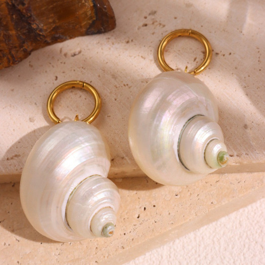 Spiral Shell Drop Hoop Earrings – Style 03