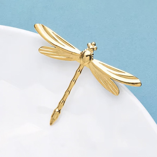 Gold-Tone Dragonfly Brooch – 52 × 41 mm – product view