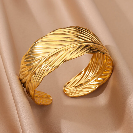 Gold-Tone Feather Wrap Cuff Bracelet – product view