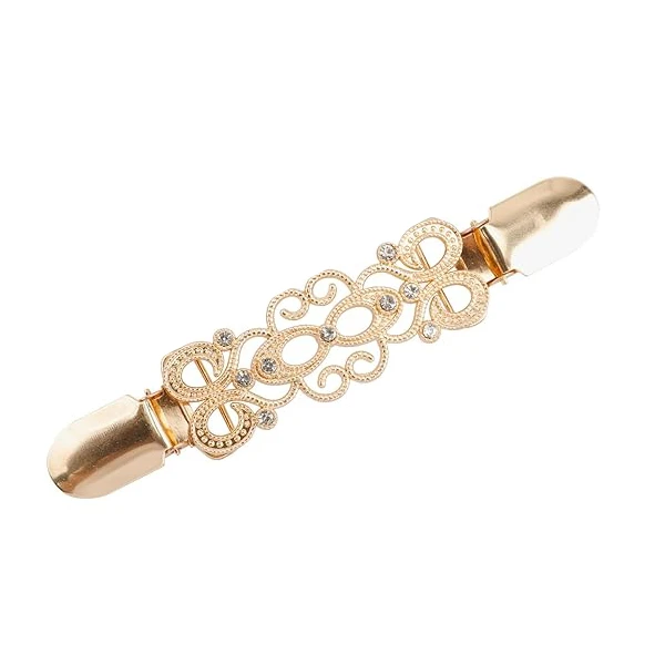 Gold-Tone Openwork Scroll Cardigan Clip