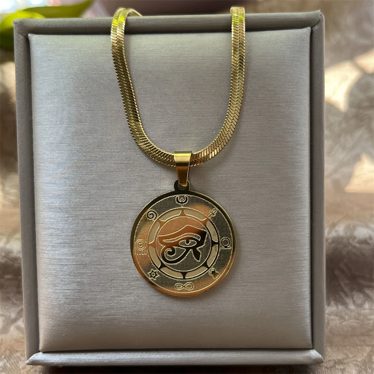 Gold-Tone Eye Medallion Necklace