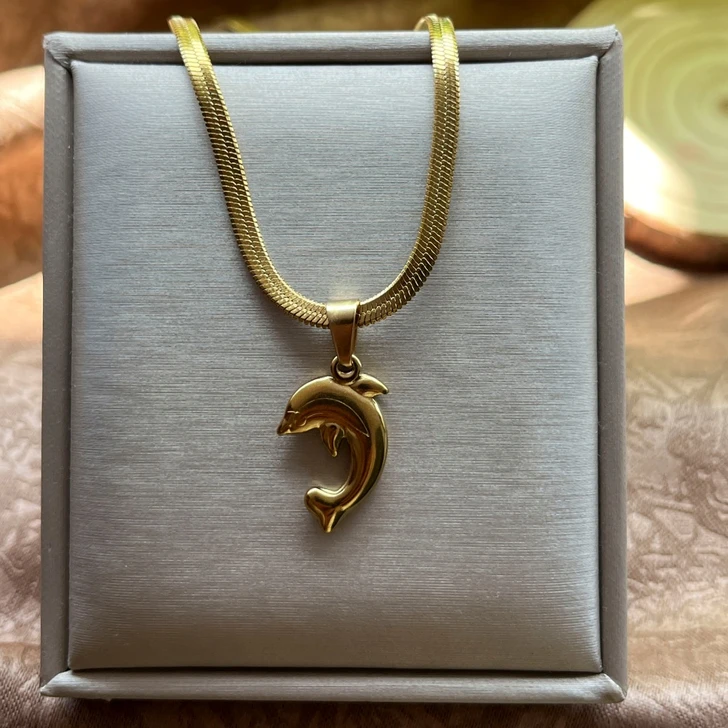 Gold-Tone Dolphin Pendant Necklace