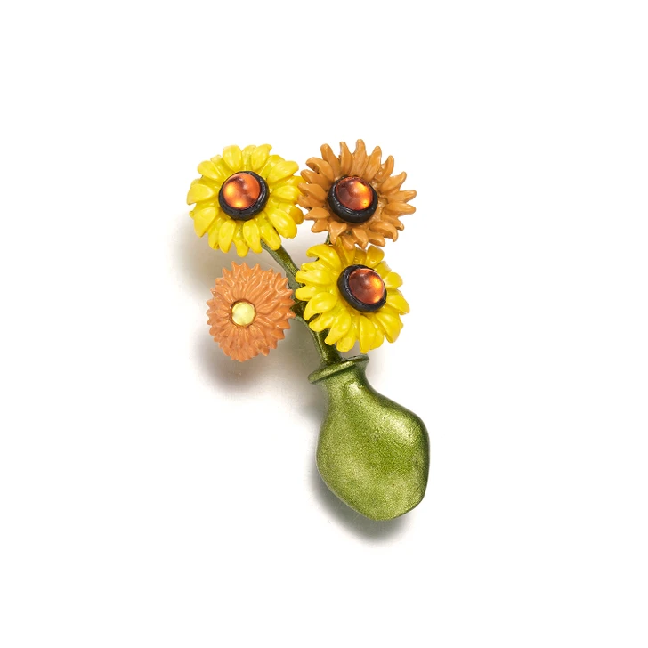 Sunflower Bouquet Brooch – Yellow & Green