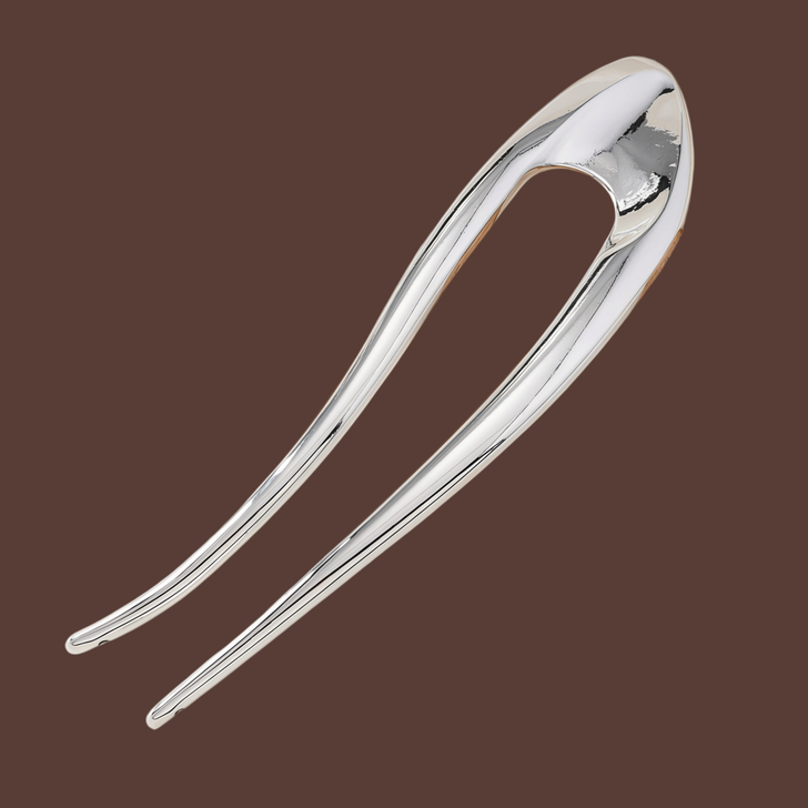Silver-Tone Wide Teardrop Hair Fork – 13 cm