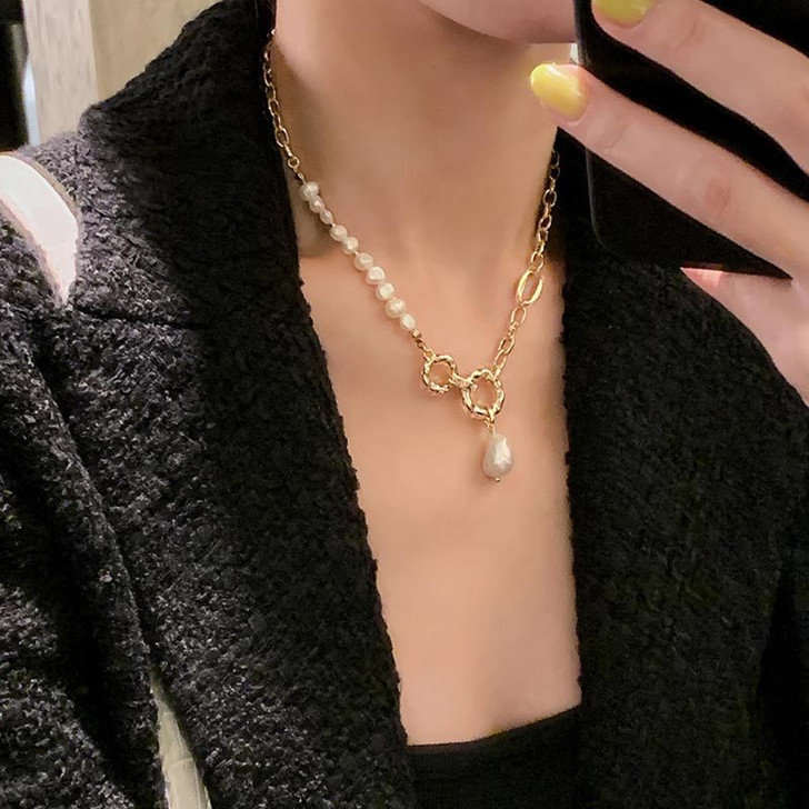 Baroque Freshwater Pearl Pendant Necklace – Gold Filled – view 3