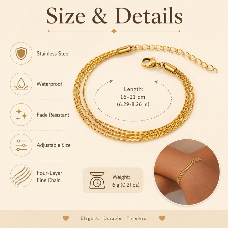 Slim Layered Link Bracelet – Stainless Steel – view 3