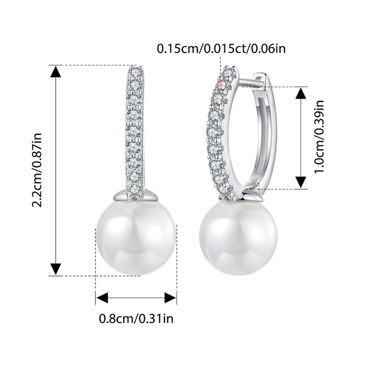Pearl & Moissanite Drop Hoop Earrings – Sterling Silver