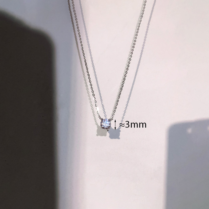 Silver-Tone 3 mm Zircon Pendant Necklace (1)