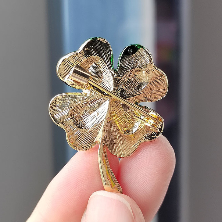 Green Rhinestone Clover Brooch – 52 mm (4)