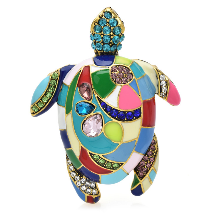 Multicolour Enamel Turtle Brooch