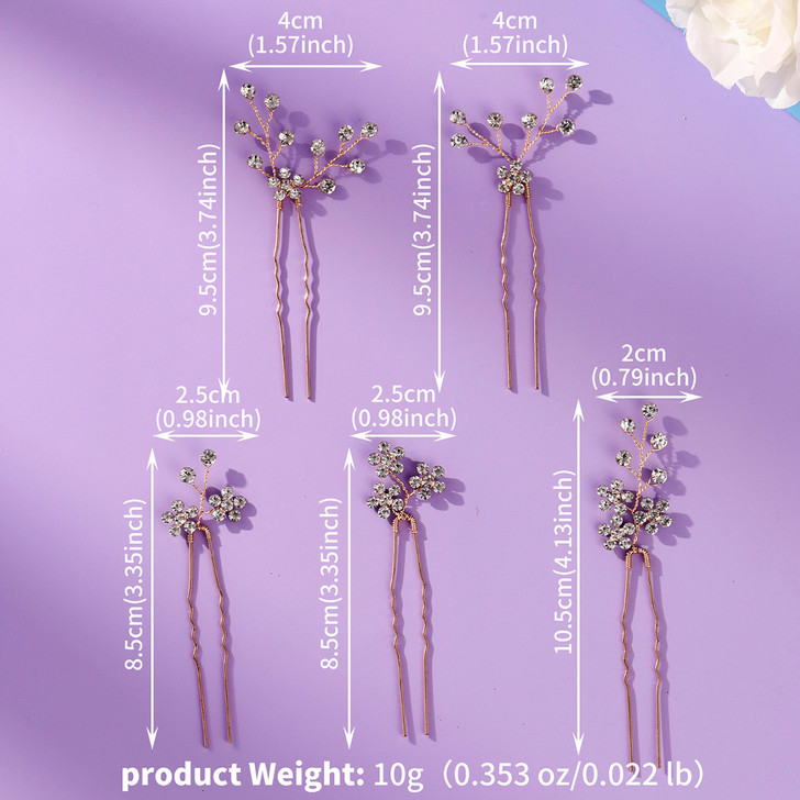 Gold-Tone Floral Bridal Hair Pins – 12-Piece Set