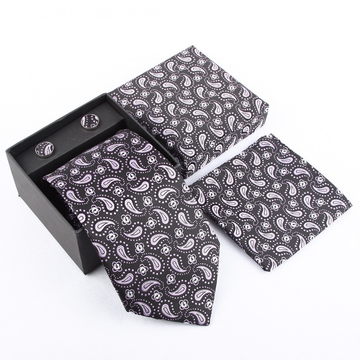 Paisley Tie, Pocket Square & Cufflinks Gift Set