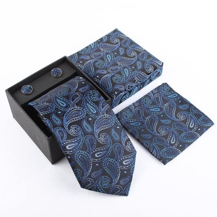 Paisley Tie, Pocket Square & Cufflinks Gift Set