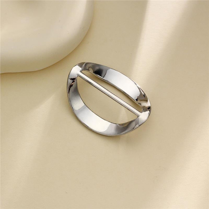 Silver Oval Diamante Scarf Ring