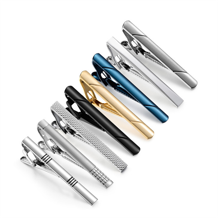 Eight Patterned Tie Clips with Gift Box