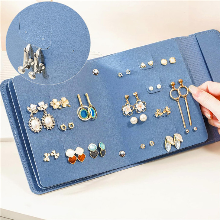Blue Fold-Out Earring Travel Wallet