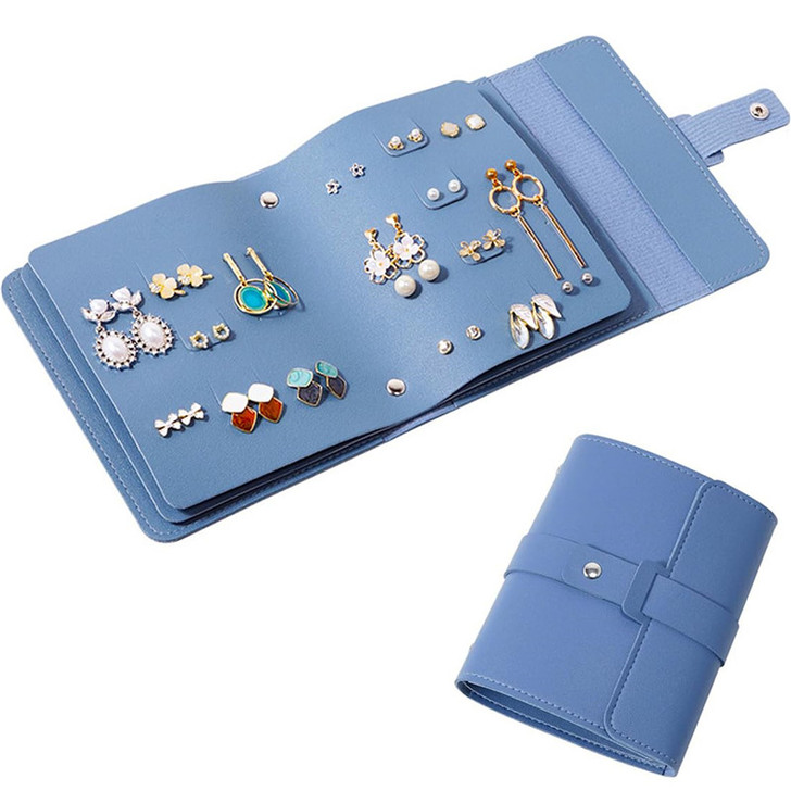 Blue Fold-Out Earring Travel Wallet
