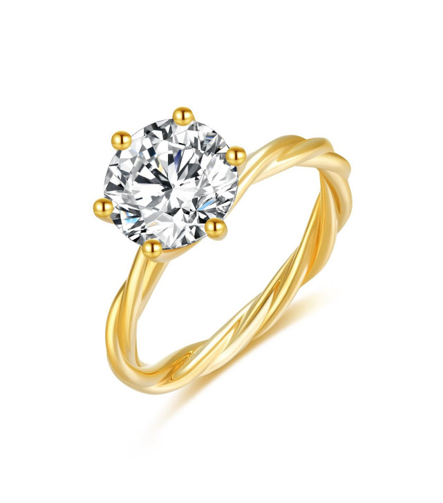 Vine Lab-Grown Diamond 18K Yellow Gold Engagement Ring 6 Claw