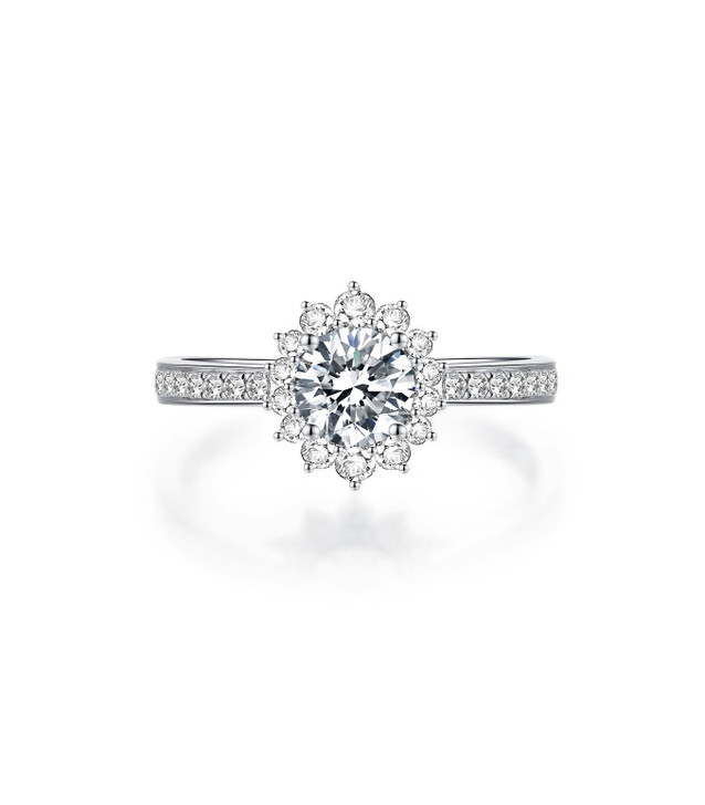 White Snowflakes Lab-Grown Diamond Engagement Ring 4 Claw