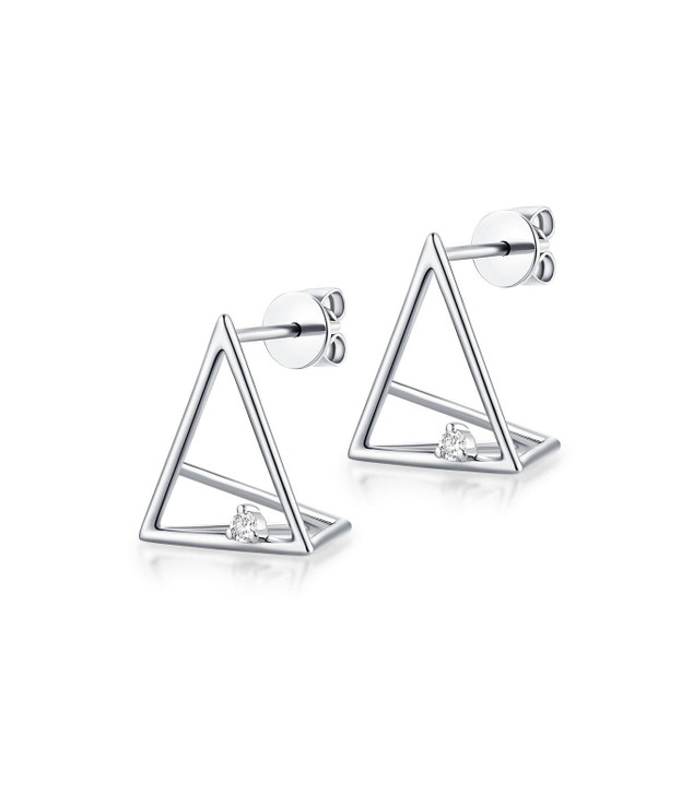 Triangle 18K Gold Lab-Grown Diamond Earring 0.045ct IGI