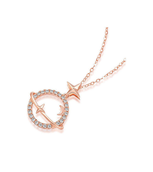 Planet Falling 18K Rose Gold Lab-Grown Diamond Necklace 0.21ct IGI