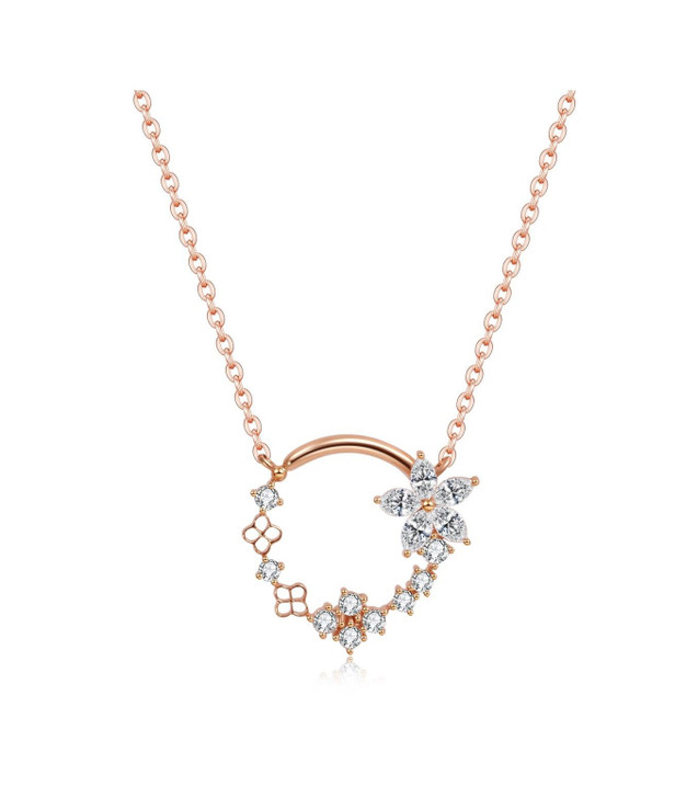 Secret Garden Flowers 18K Rose Gold Lab-Grown Diamond Necklace 0.51ct D VS1 IGI