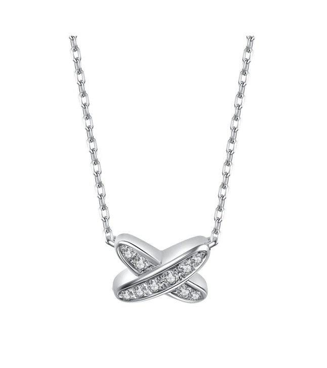 X Cross 18K Gold Lab-Grown Diamond Necklace 0.1ct IGI