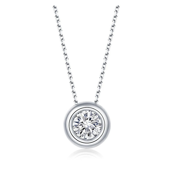 Round Inlaid 18K Gold Lab-Grown Diamond Necklace