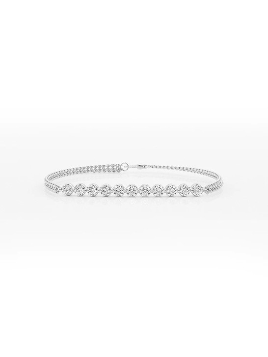 Group Inlaid Chain design 18K Gold Lab-Grown Bracelet 1.6ct D VS1 IGI