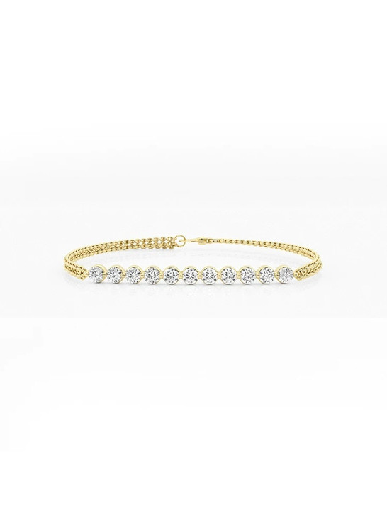 Group Inlaid Chain design 18K Gold Lab-Grown Bracelet 1.6ct D VS1 IGI