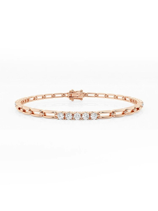 Group Inlaid Chain Design 18K Gold Lab-Grown Bracelet 1.5ct D VS1 IGI