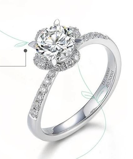 Romantic Bouquet Design 18K Gold Lab-Grown Diamond Ring 4 Claw