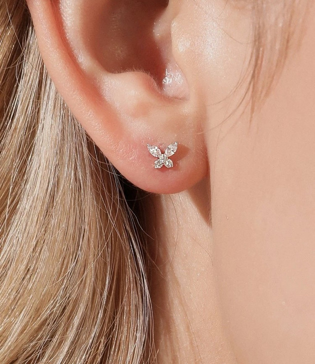 Butterfly 18K Gold Lab-Grown Diamond Earring 0.2ct IGI