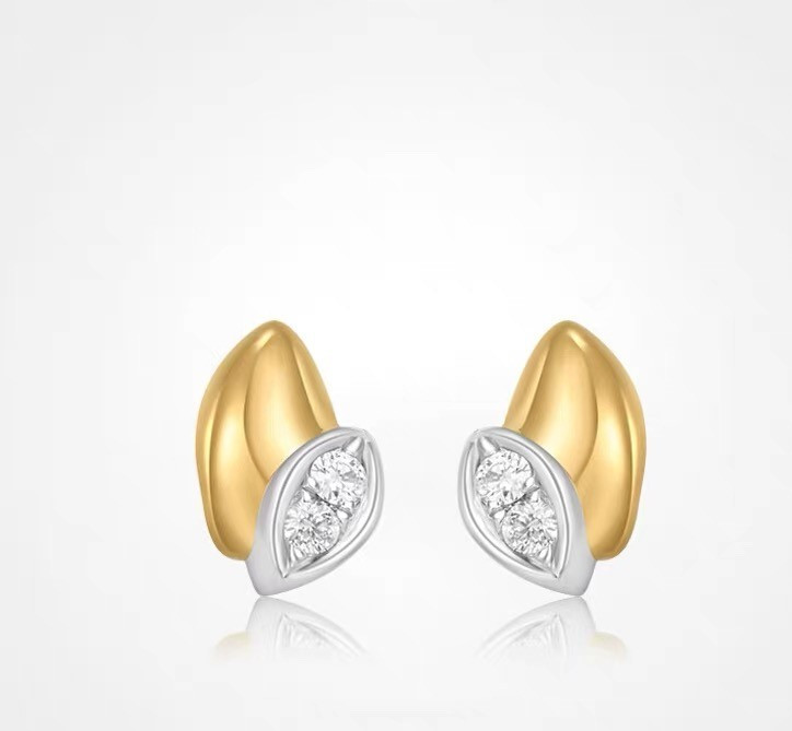 Wheat 18K Gold Lab-Grown Diamond Earring 0.08ct IGI