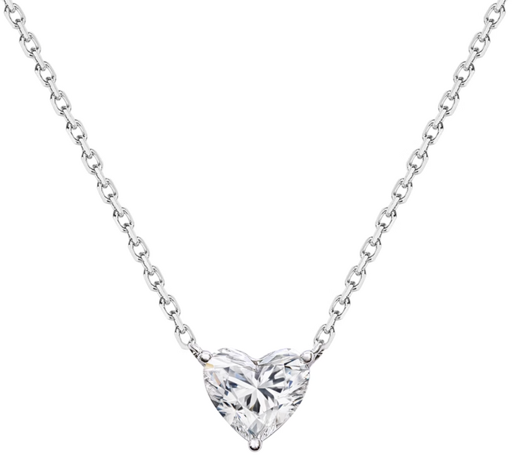 Classic Heart 18K White Gold Lab-Grown Diamond Necklace D VS1 IGI
