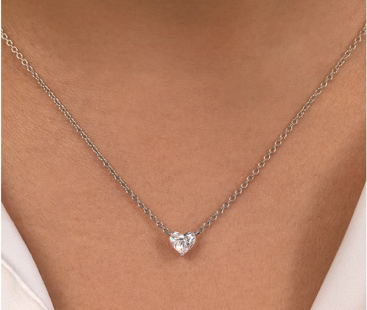 Classic Heart 18K White Gold Lab-Grown Diamond Necklace D VS1 IGI