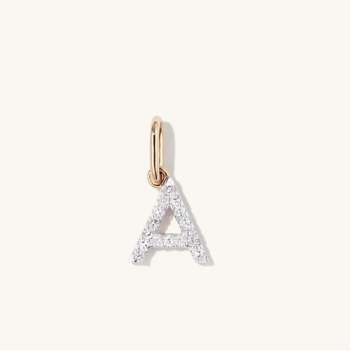 18K Gold Lab-Grown Diamond Initial Letter Pendant