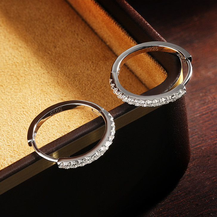 Sparkling Medium Mossainite Hoop Earrings