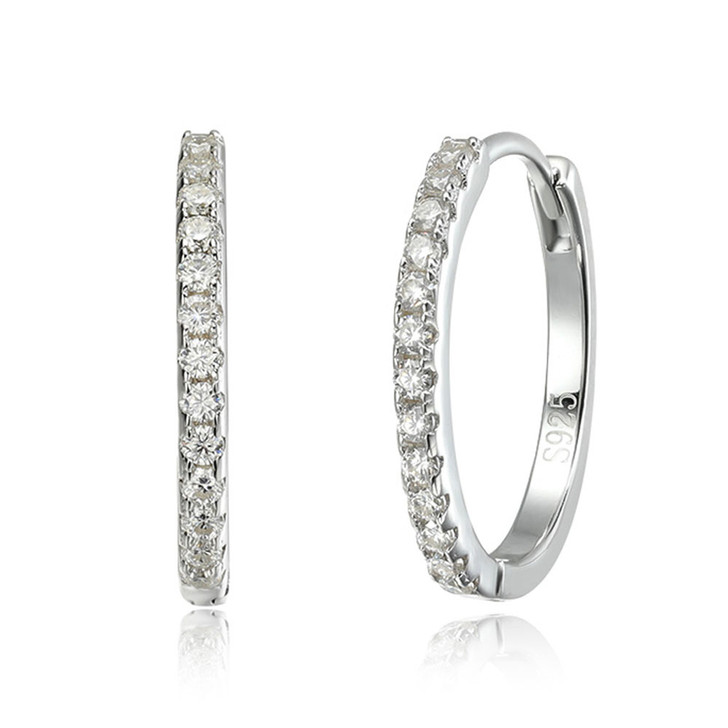 Sparkling Medium Mossainite Hoop Earrings