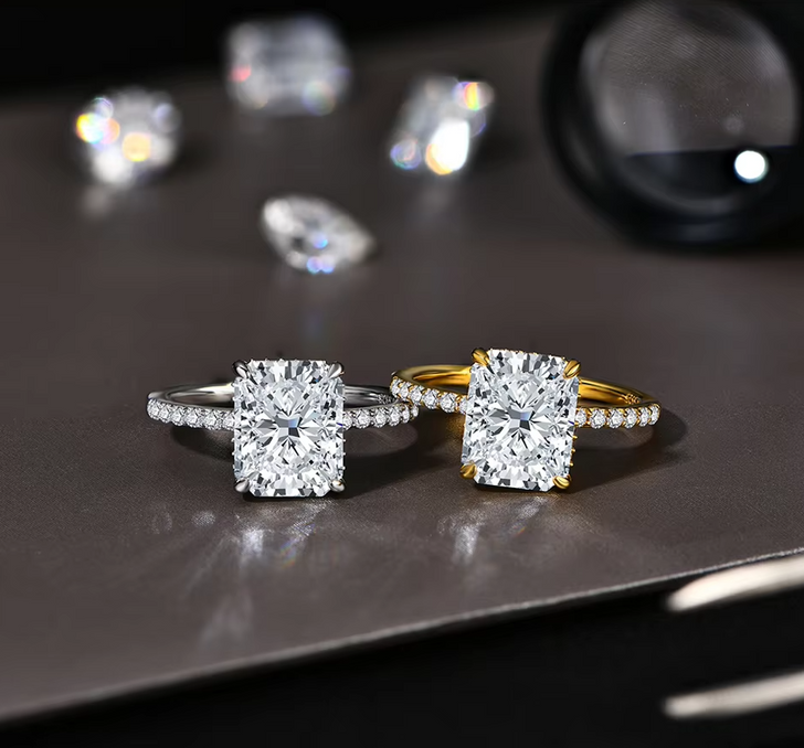 4.0CTW Sparkling Square Brilliance Ring