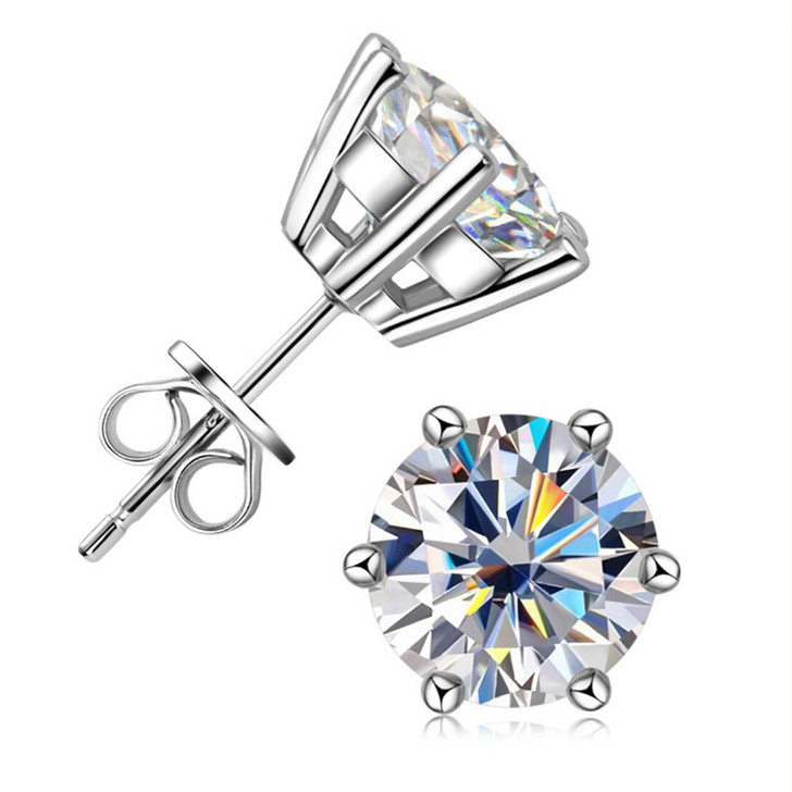 1.0/2.0/4.0 CTW Sparkling Crown Moissanite Stud Earrings