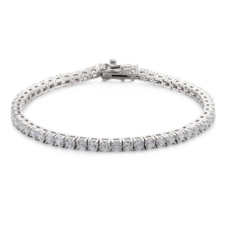 925 Sterling Silver, 18K Rose Gold, 18K Yellow Gold Plated Sparking Moissanite Tennis Bracelet