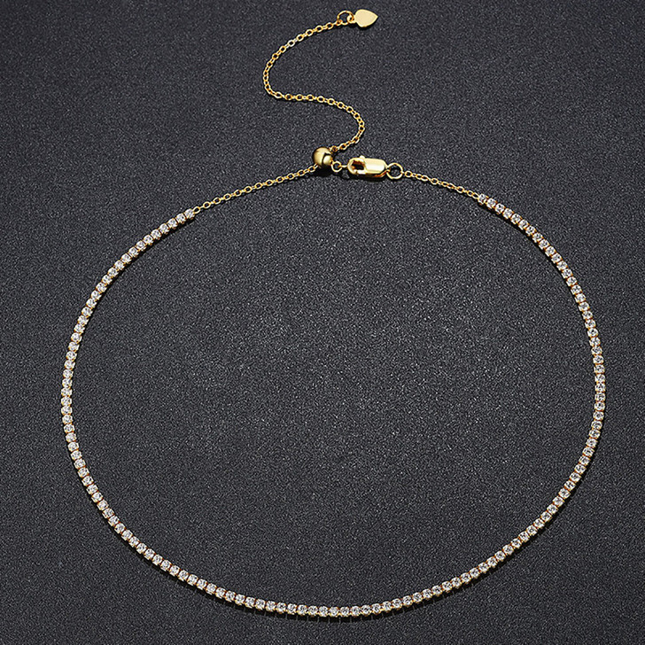 Sparkling Cubic Zirconia Tennis Necklace