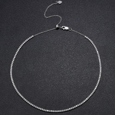 Sparkling Pave Moissanite Tennis Necklace
