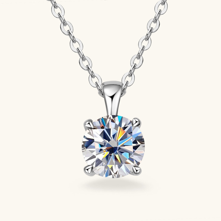 1.0 CTW Classic Moissanite Solitaire Drop Necklace